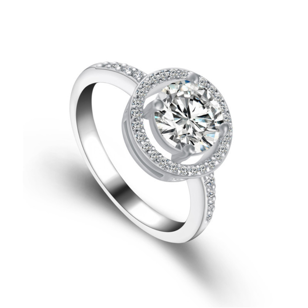 Sterling Silver Halo Solitaire Ring 1.5ct CZ, Sz 6, 9 & 10 - Picture 3 of 6